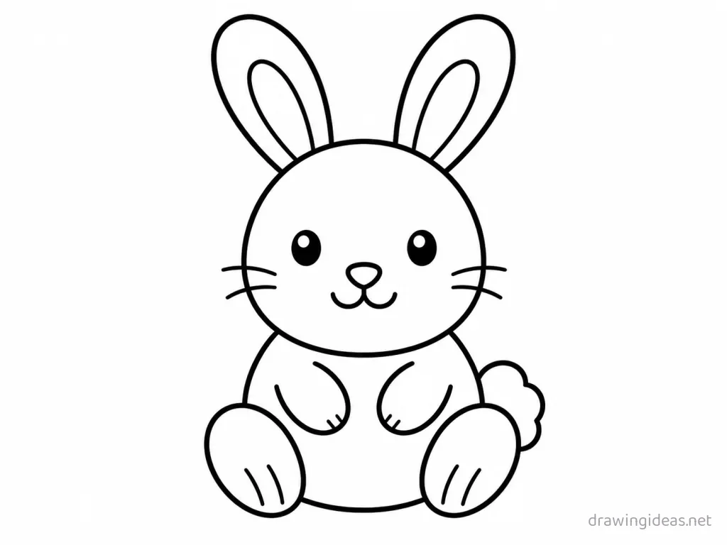 Bunny drawing — hand-drawn bunny illustration with ink lines and soft colors