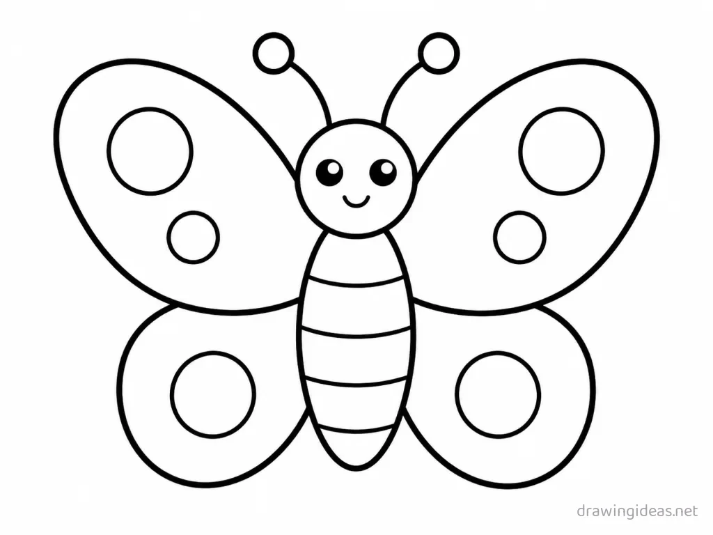 Butterfly drawing — hand-drawn butterfly illustration with ink lines and soft colors