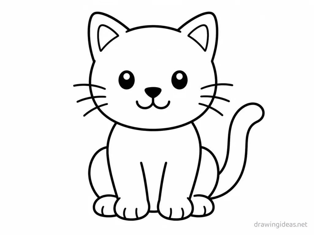 Cat drawing — hand-drawn cat illustration with ink lines and soft colors