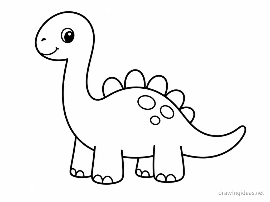 Dinosaur drawing — hand-drawn dinosaur illustration with ink lines and soft colors