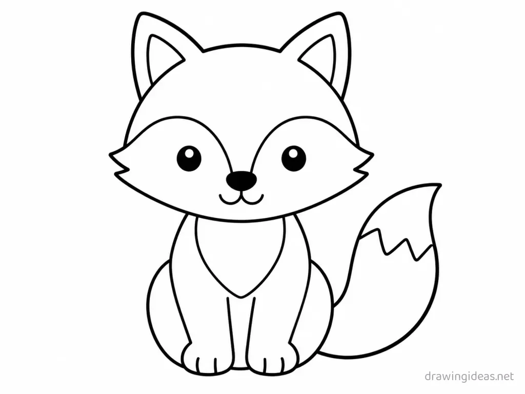 Fox drawing — hand-drawn fox illustration with ink lines and soft colors