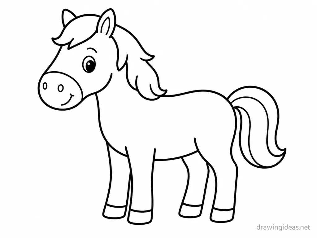 Horse drawing — hand-drawn horse illustration with ink lines and soft colors