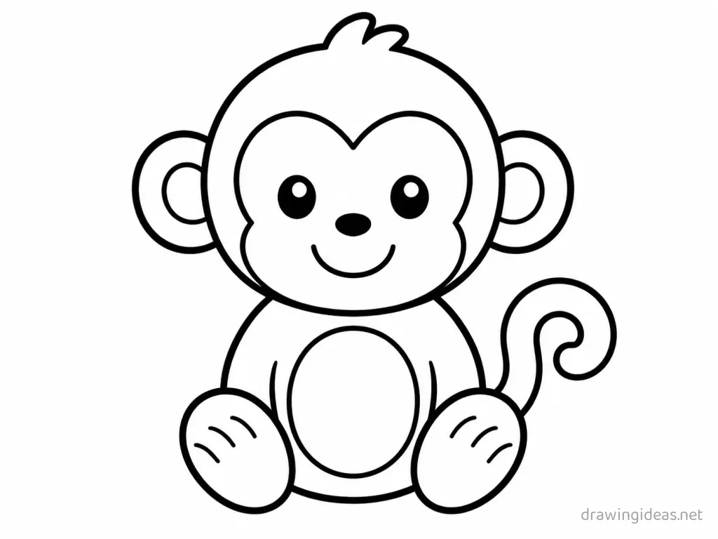 Monkey drawing — hand-drawn monkey illustration with ink lines and soft colors
