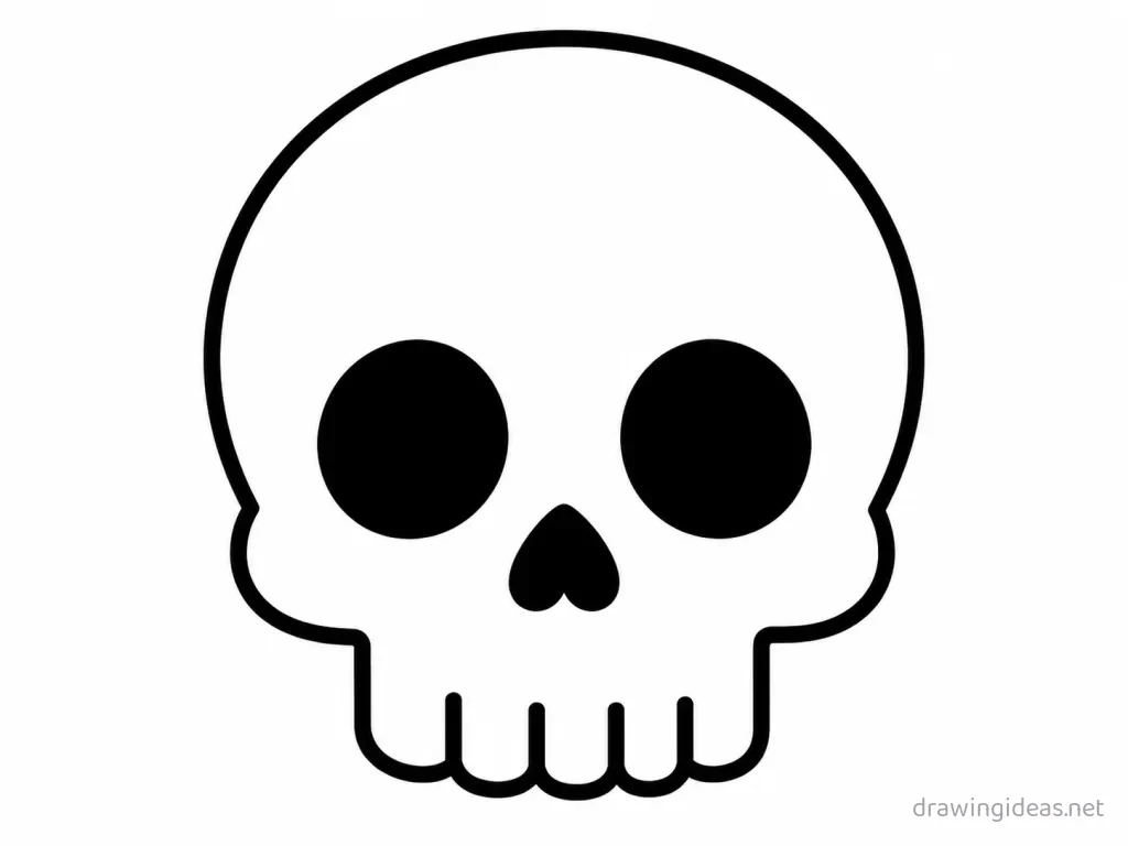 Skull drawing — hand-drawn skull illustration with ink lines and soft colors