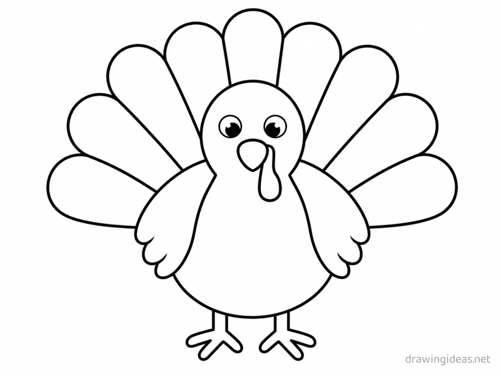Turkey drawing — hand-drawn turkey illustration with ink lines and soft colors