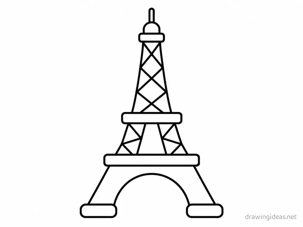 Easy Eiffel Tower drawing — easy style Eiffel Tower sketch