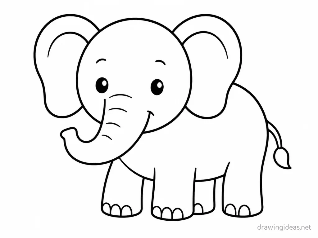 Easy elephant drawing — easy style elephant sketch