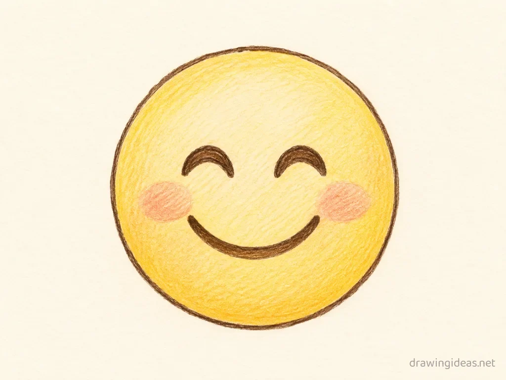 Emoji drawing — hand-drawn emoji illustration with ink lines and soft colors