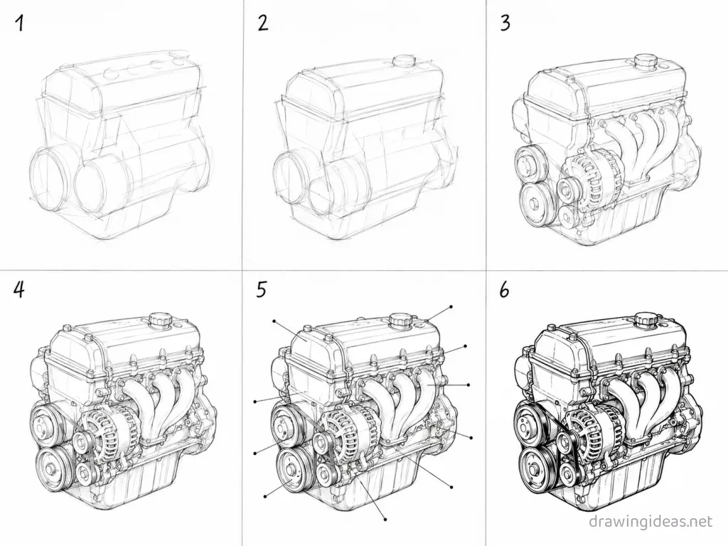 How to draw engineering step by step — 6-step engineering drawing tutorial grid