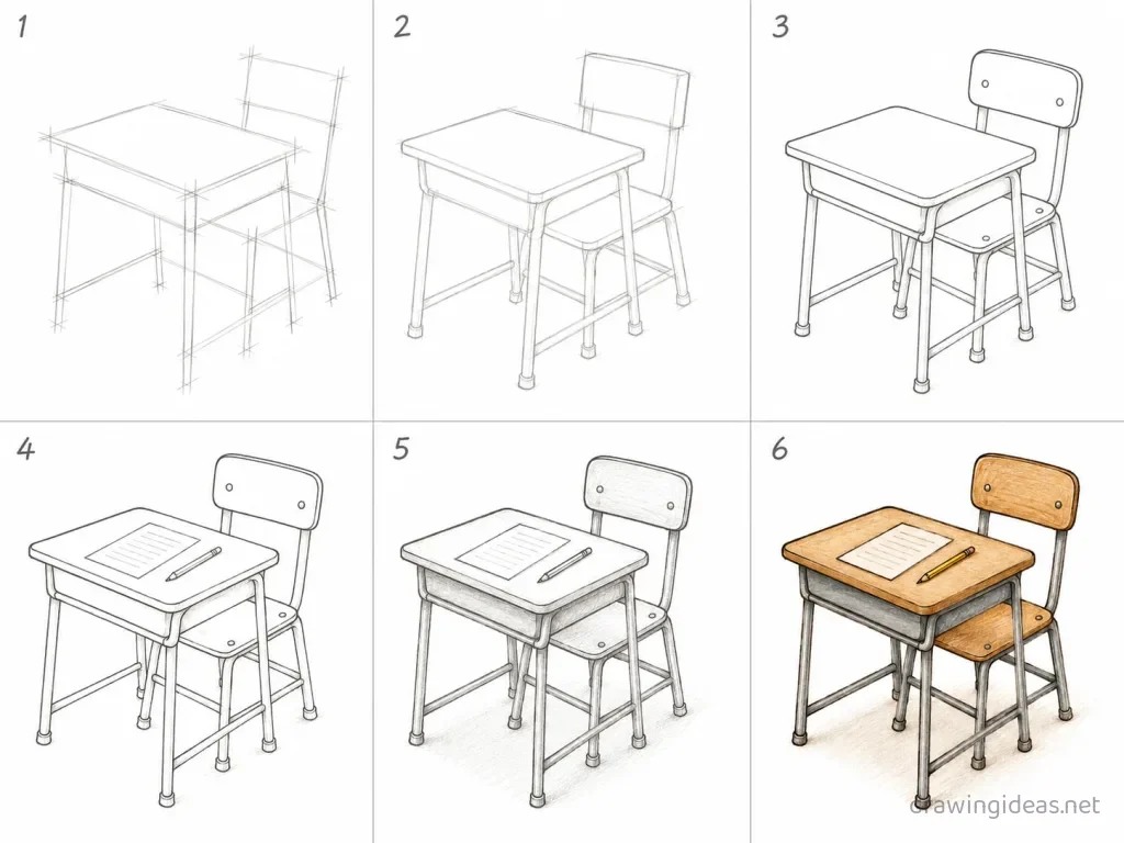 How to draw an exam step by step — 6-step exam drawing tutorial grid