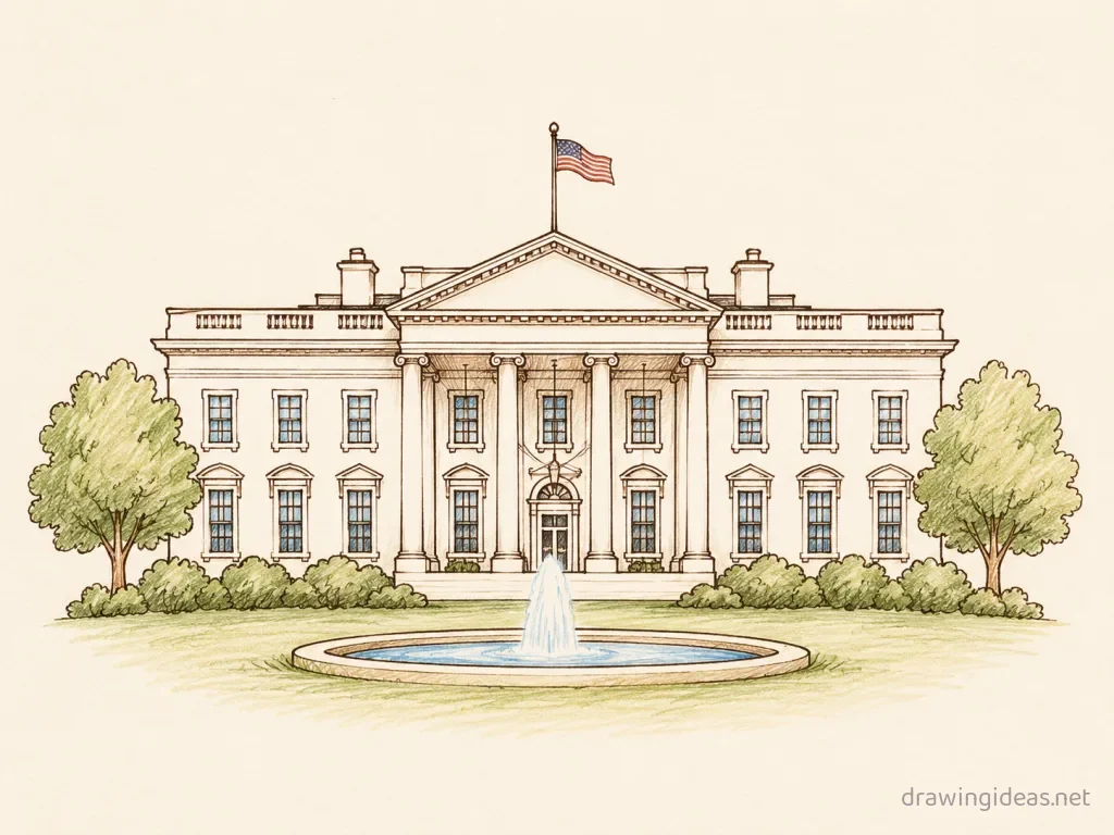 Executive Branch drawing — hand-drawn Executive Branch illustration with ink lines and soft colors