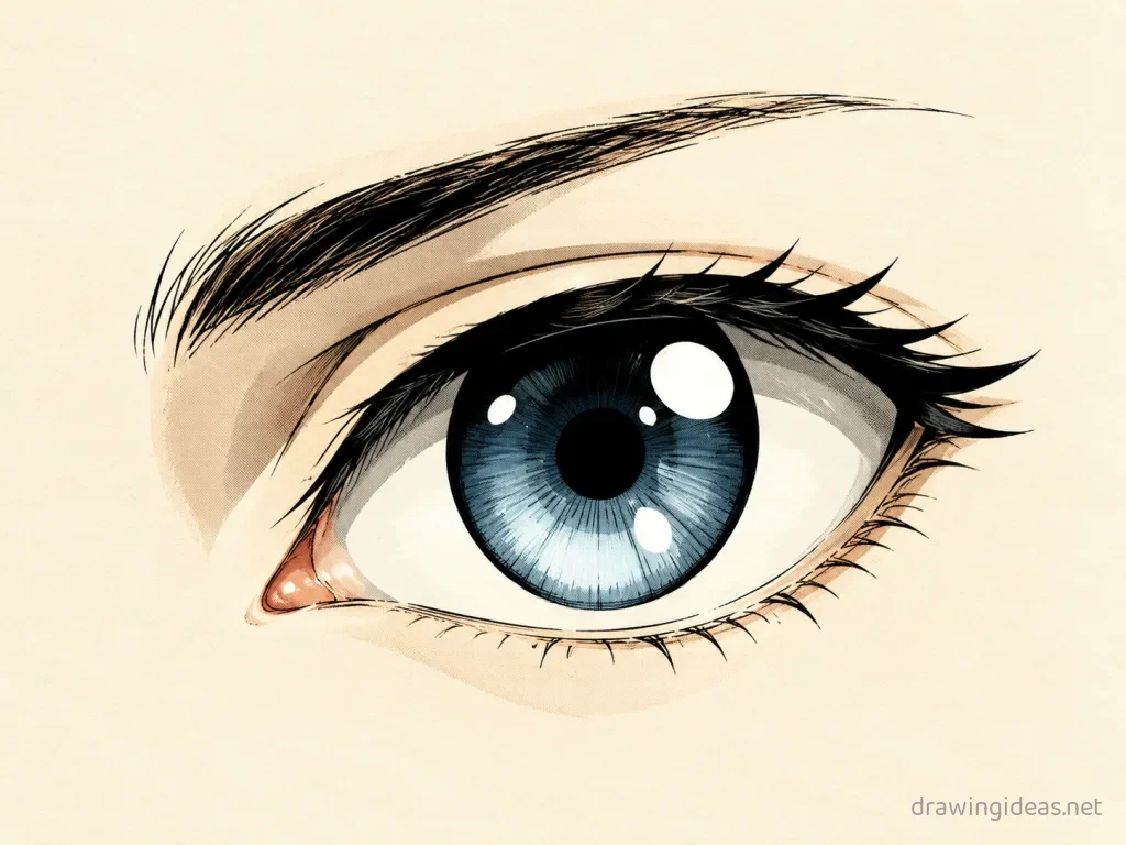 Anime eye drawing — anime style eye sketch