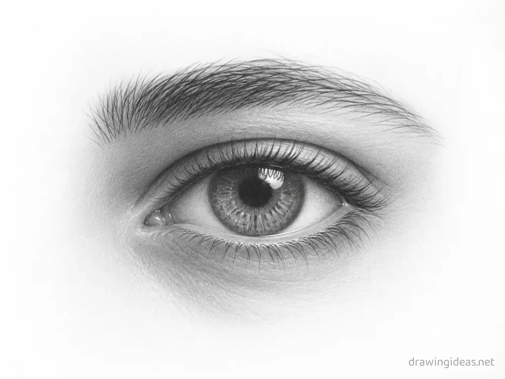 Realistic eye drawing — realistic style eye sketch
