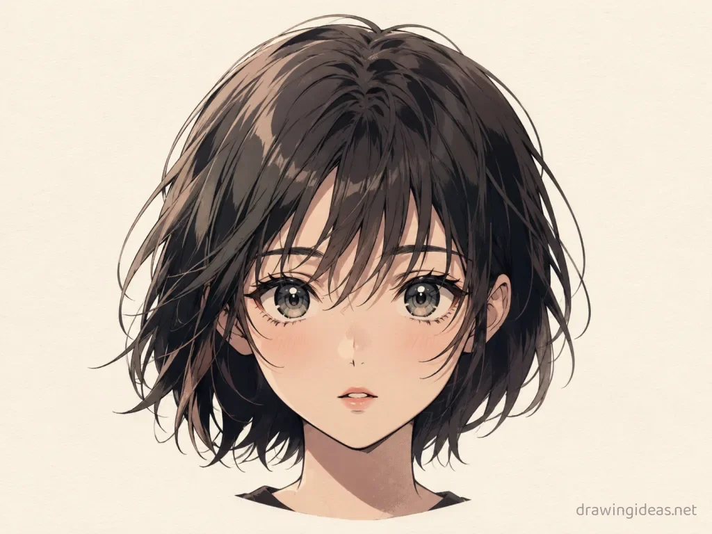 Anime face drawing — anime style face sketch