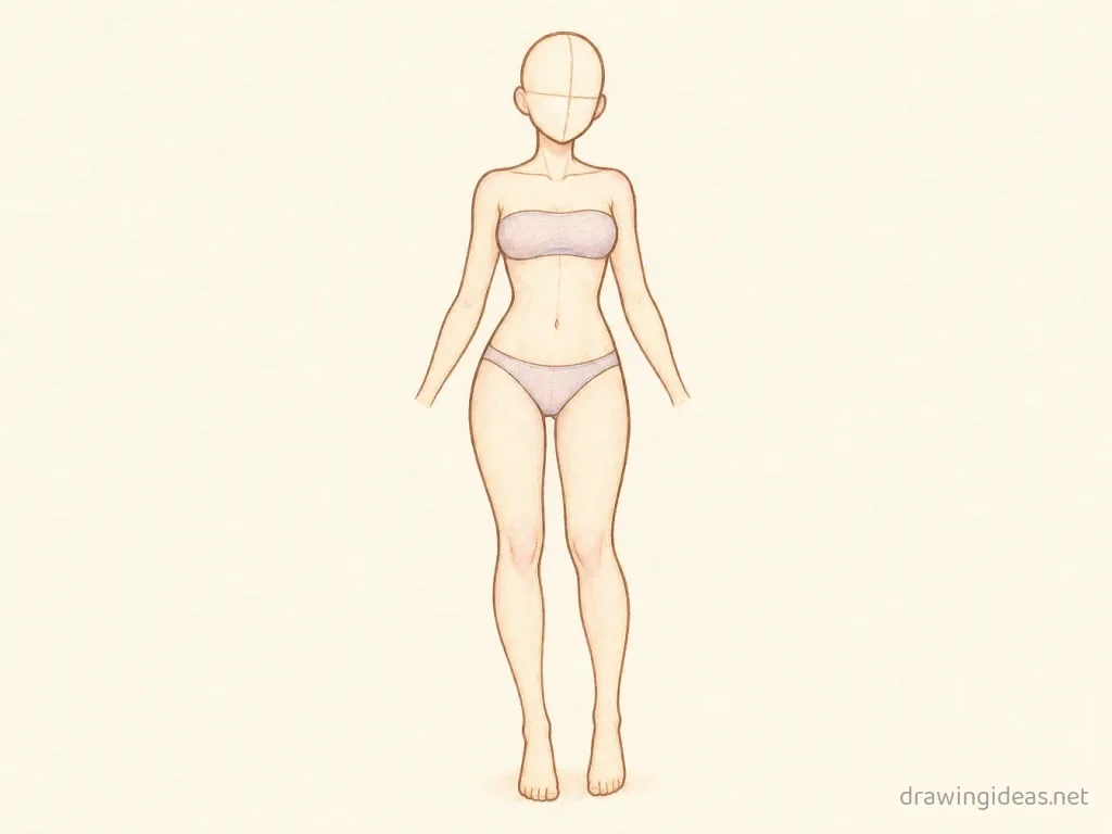 Female Poses Body Base drawing ā hand-drawn female poses body base illustration with ink lines and soft colors