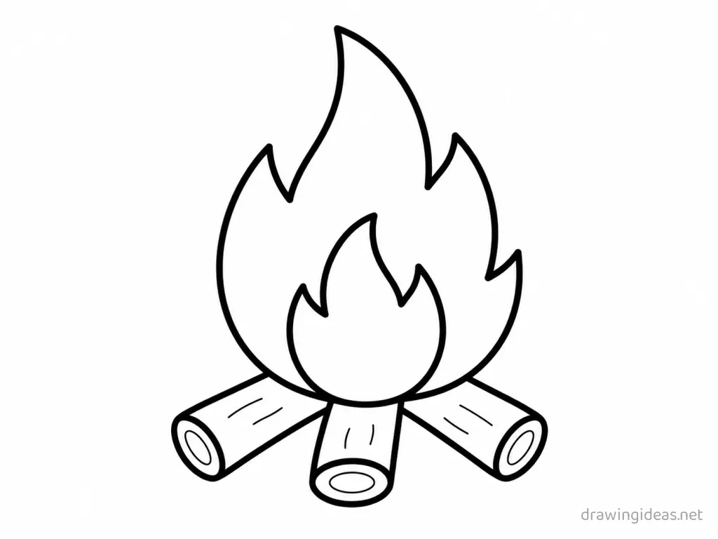 Easy fire drawing — easy style fire sketch