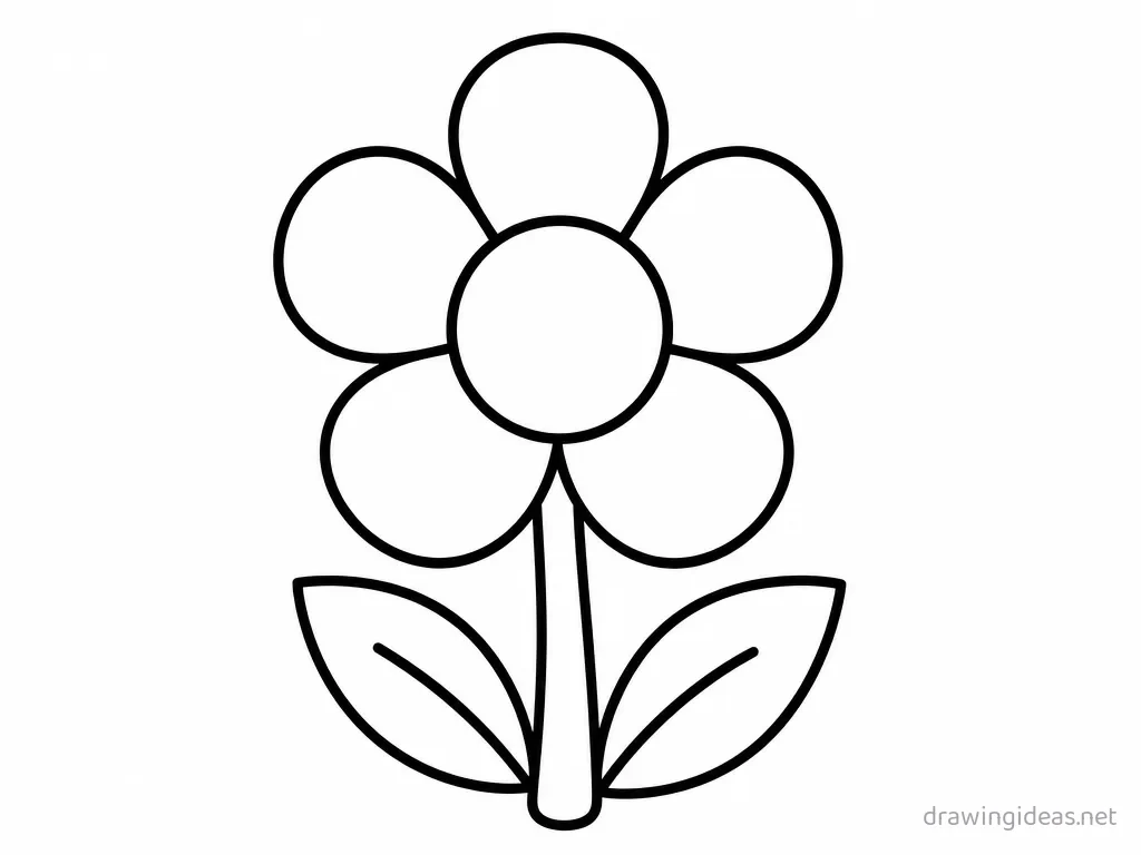 Easy flower drawing — easy style flower sketch