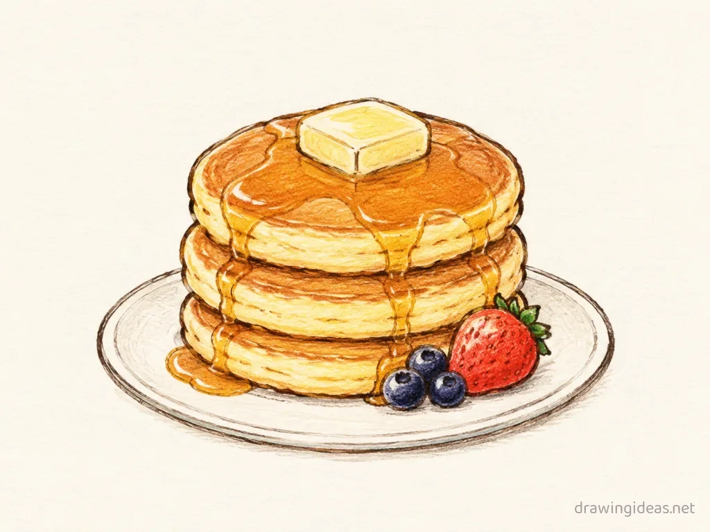 Food drawing — hand-drawn food illustration with ink lines and soft colors