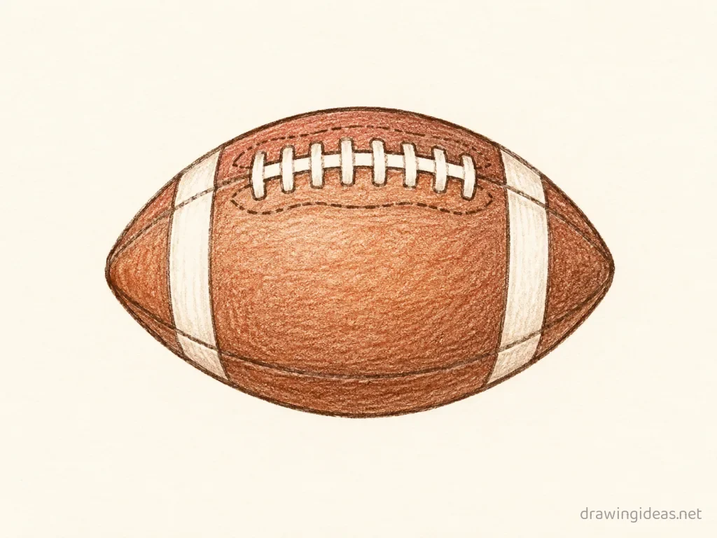 Football drawing — hand-drawn football illustration with ink lines and soft colors