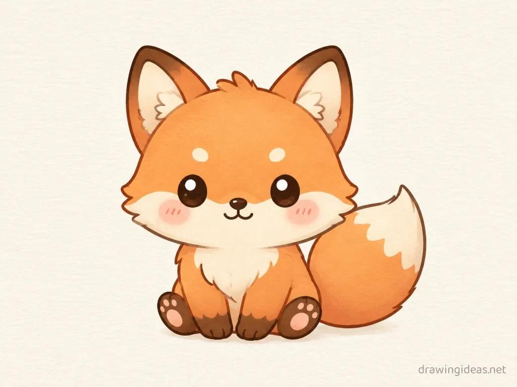 Cute fox drawing — cute style fox sketch