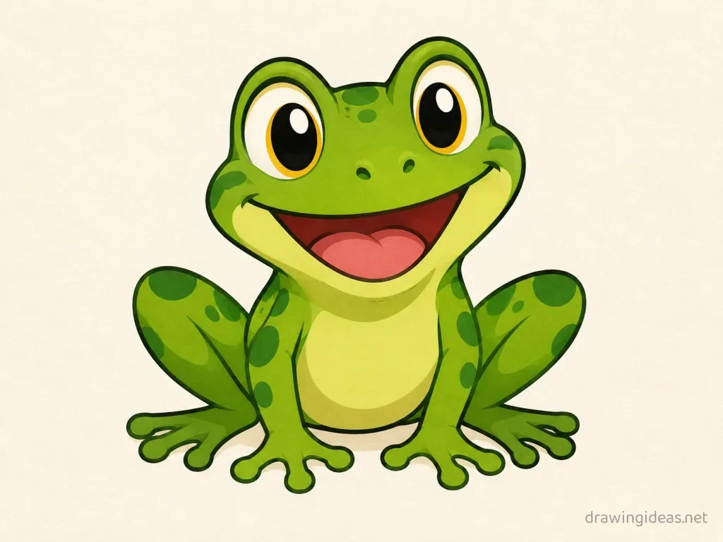 Cartoon frog drawing — cartoon style frog sketch