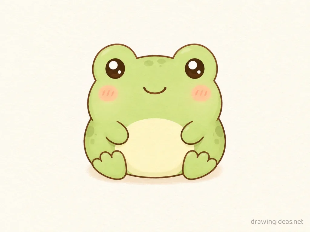 Cute frog drawing — cute style frog sketch