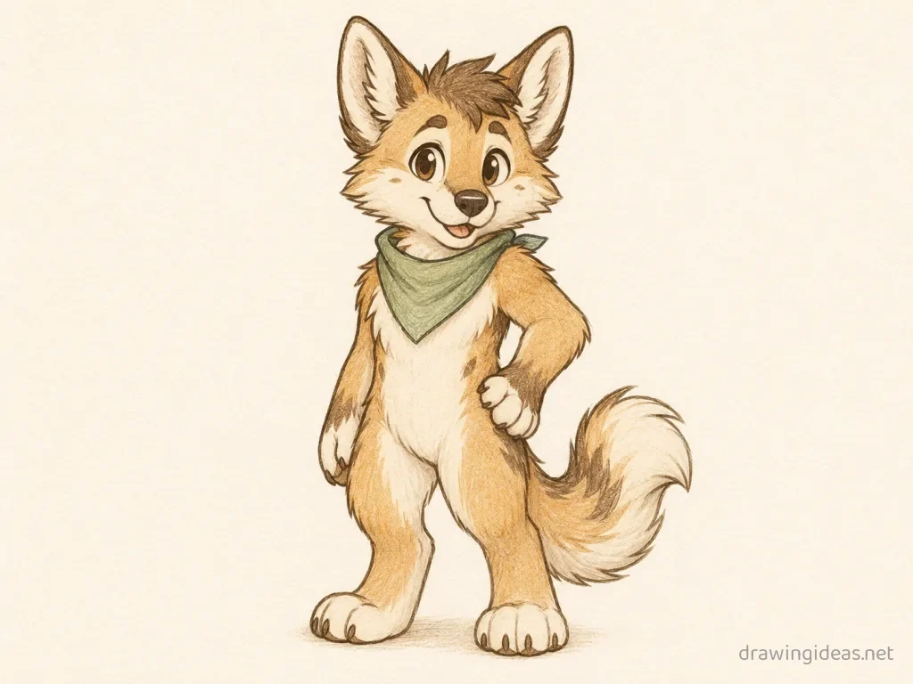 Furry drawing — hand-drawn furry illustration with ink lines and soft colors