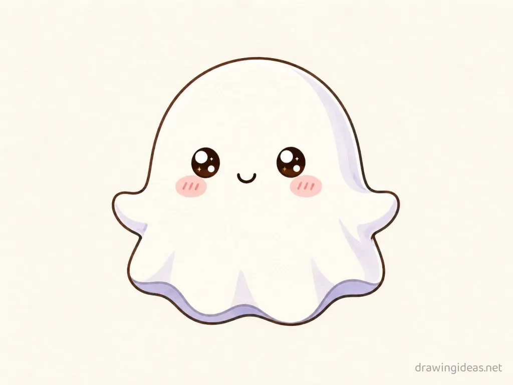 Cute ghost drawing — cute style ghost sketch