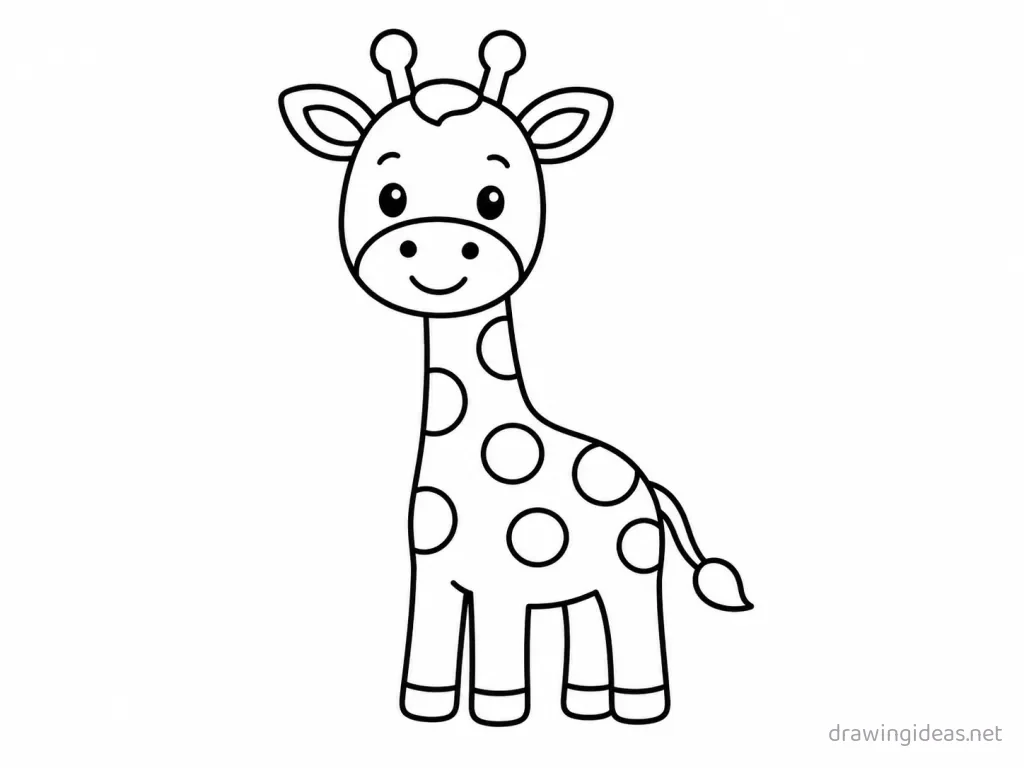 Easy giraffe drawing — easy style giraffe sketch