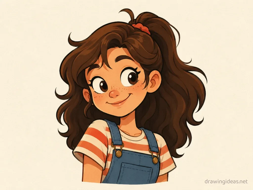 Cartoon girl drawing — cartoon style girl sketch
