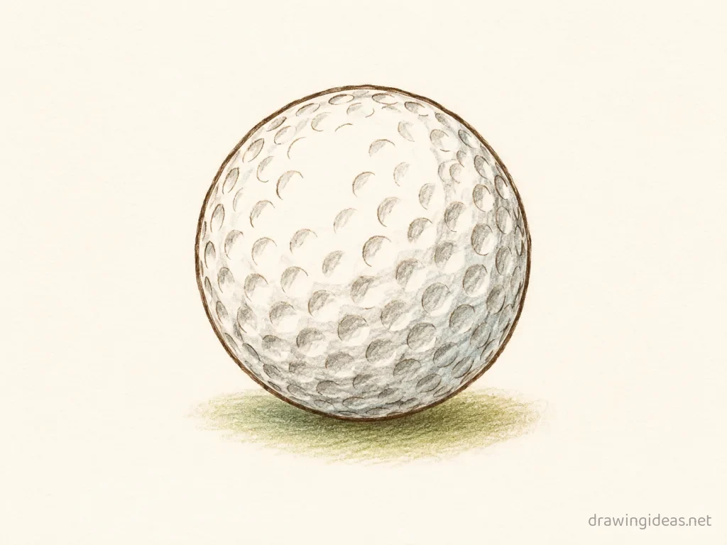 Golf drawing — hand-drawn golf illustration with ink lines and soft colors