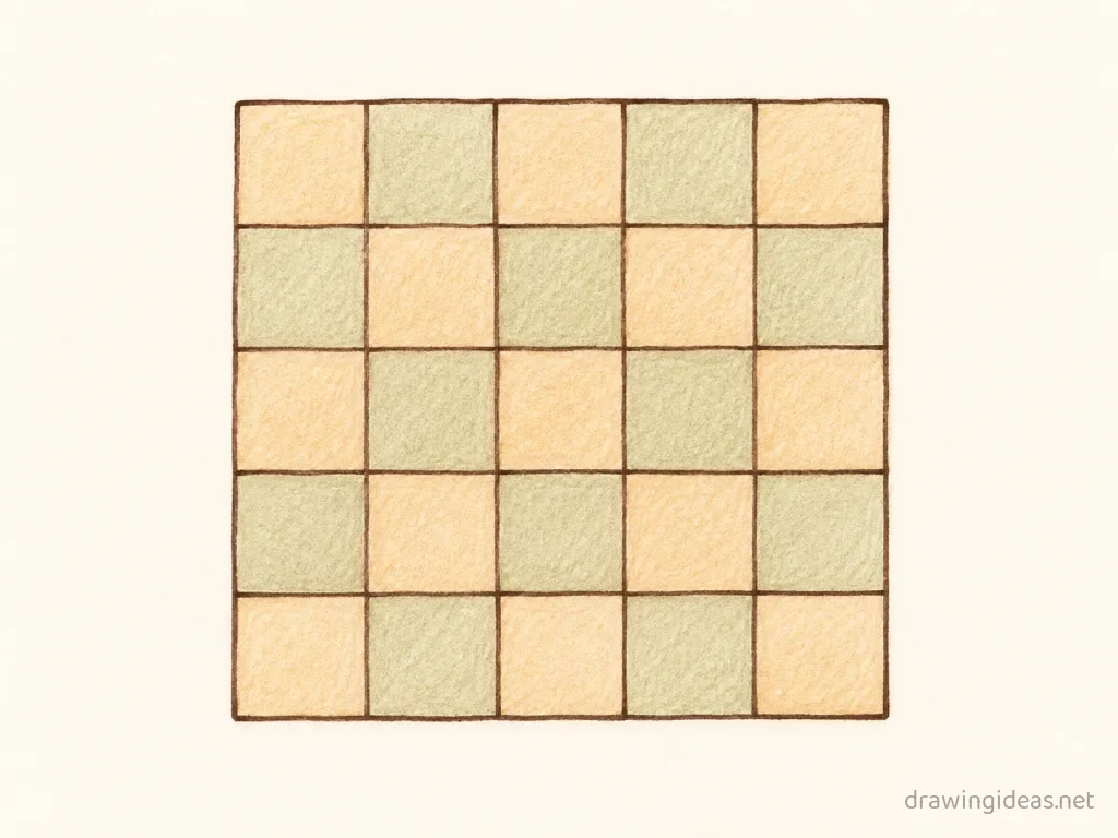 Grid drawing ā hand-drawn grid illustration with ink lines and soft colors