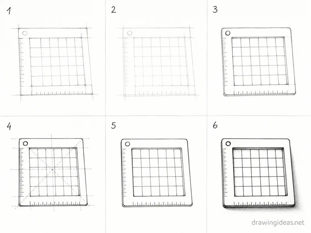 How to draw a grid tool step by step — 6-step grid tool drawing tutorial grid