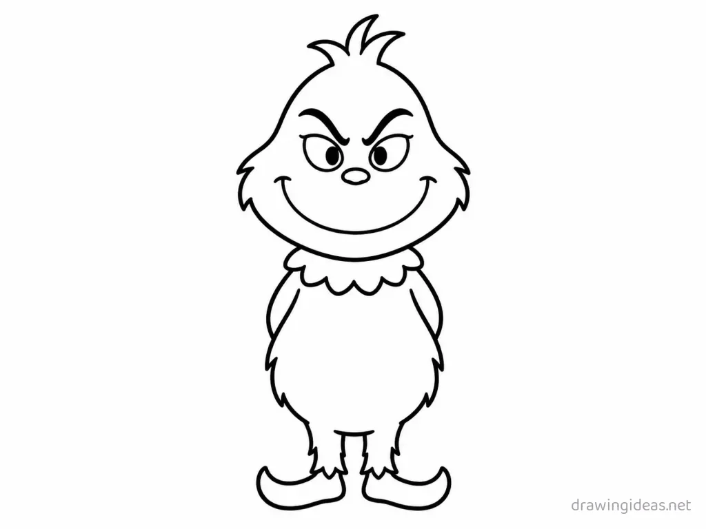Easy Grinch drawing — easy style Grinch sketch