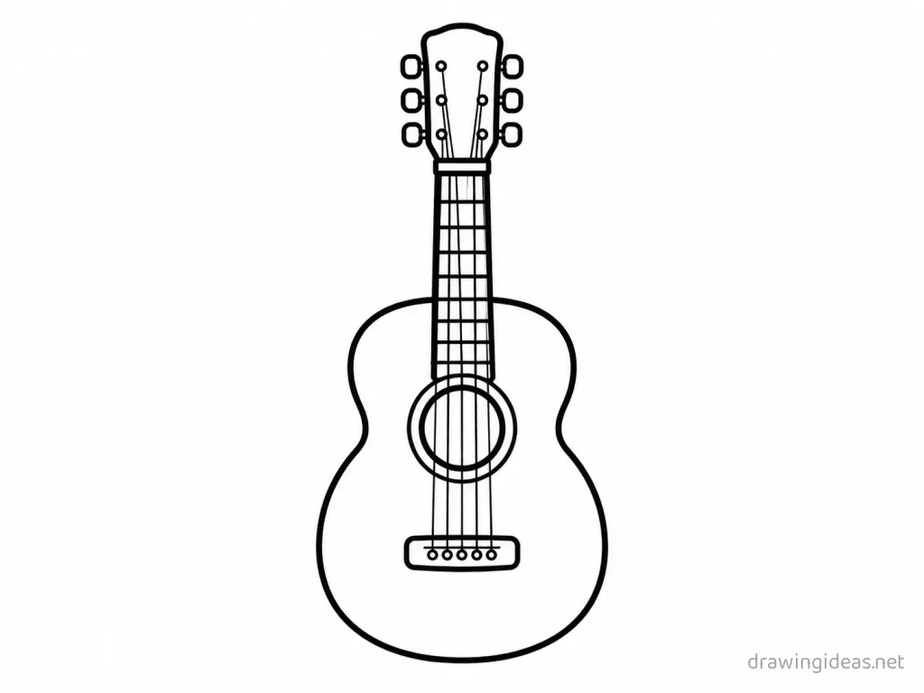 Easy guitar drawing — easy style guitar sketch