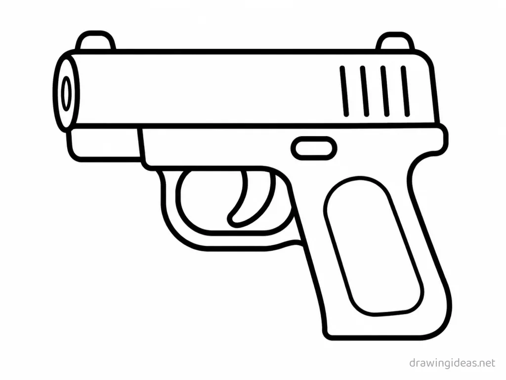 Easy gun drawing — easy style gun sketch