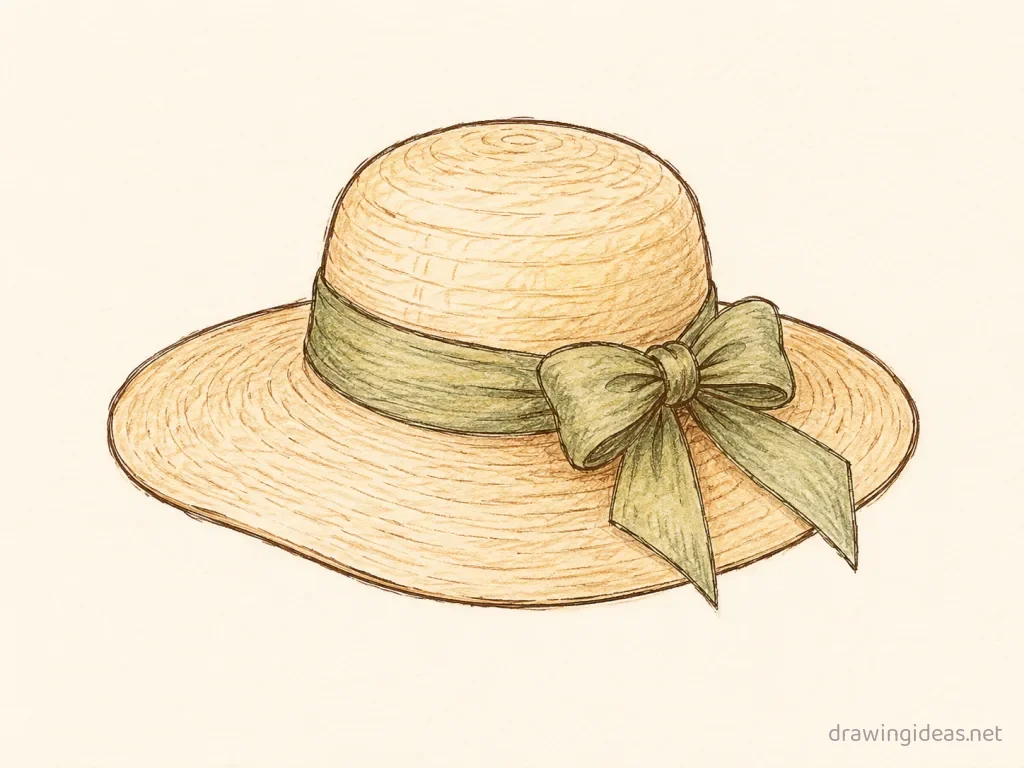 Hat drawing — hand-drawn hat illustration with ink lines and soft colors