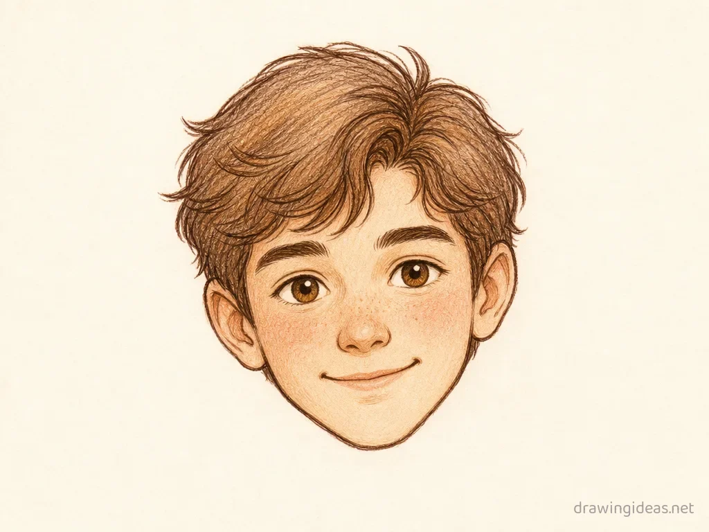 Head drawing ā hand-drawn head illustration with ink lines and soft colors