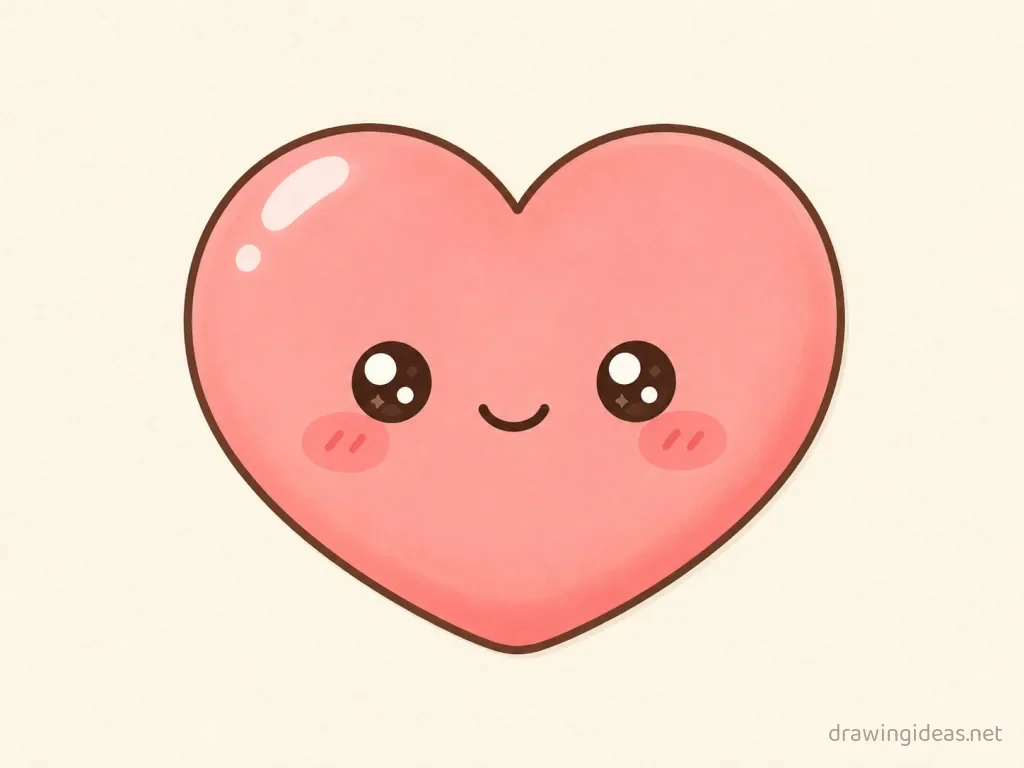 Cute heart drawing — cute style heart sketch