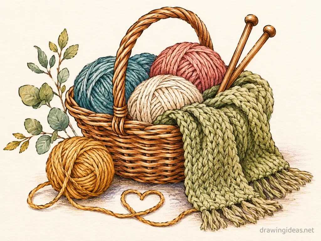 Hobby drawing ā hand-drawn hobby illustration with ink lines and soft colors