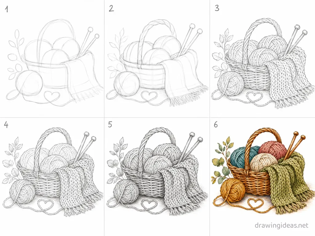 How to draw a hobby step by step — 6-step hobby drawing tutorial grid