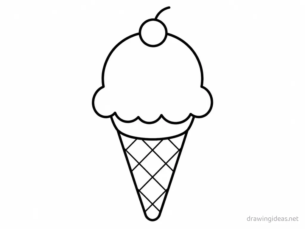Easy ice cream drawing — easy style ice cream sketch