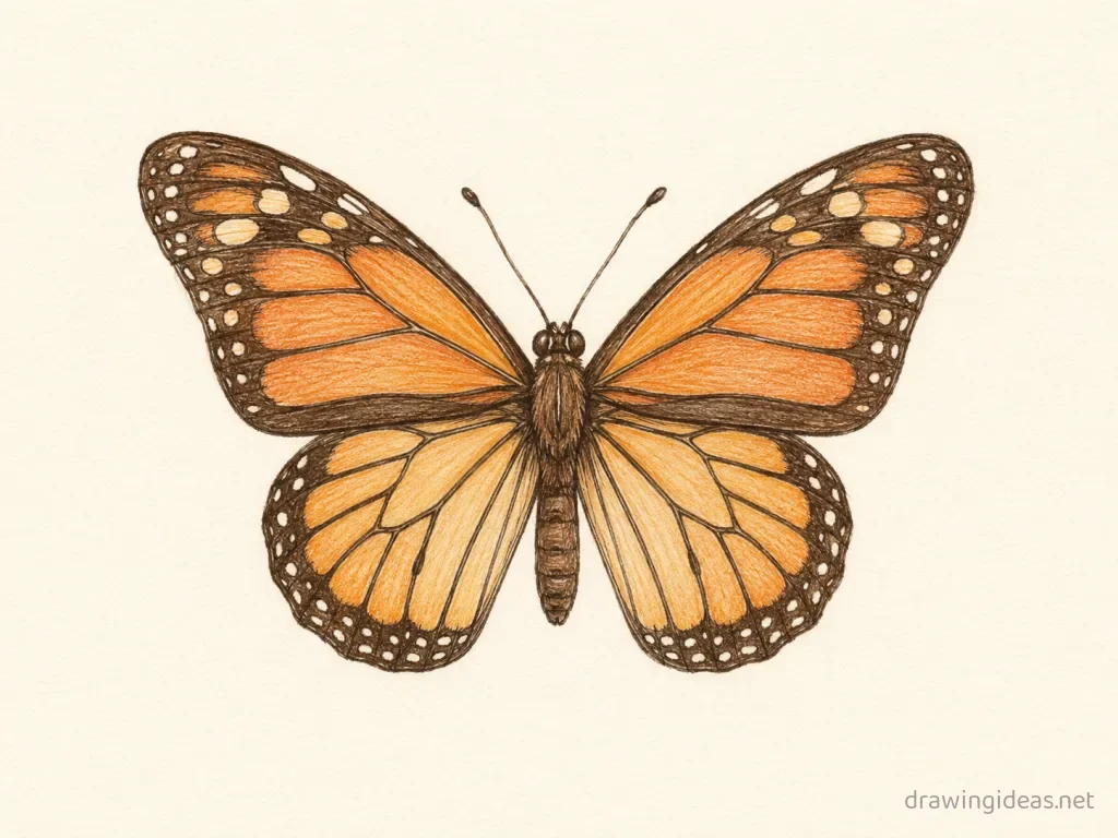 Insect drawing — hand-drawn insect illustration with ink lines and soft colors