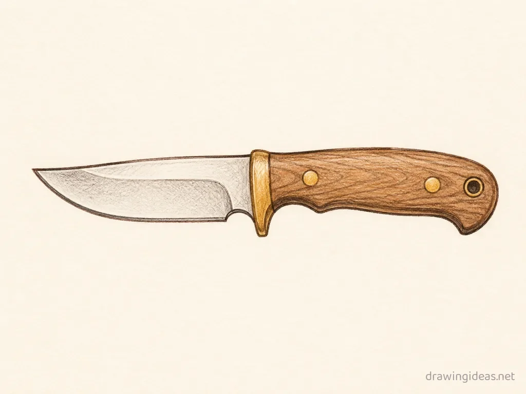 Knife drawing — hand-drawn knife illustration with ink lines and soft colors