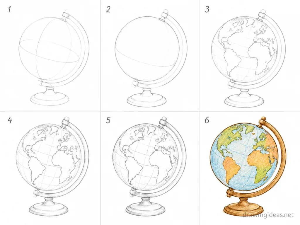 How to draw language step by step — 6-step language drawing tutorial grid