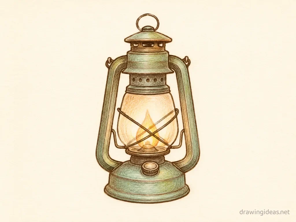 Lantern drawing — hand-drawn lantern illustration with ink lines and soft colors
