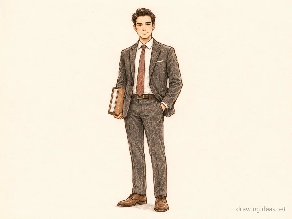 Lawyer drawing — hand-drawn lawyer illustration with ink lines and soft colors
