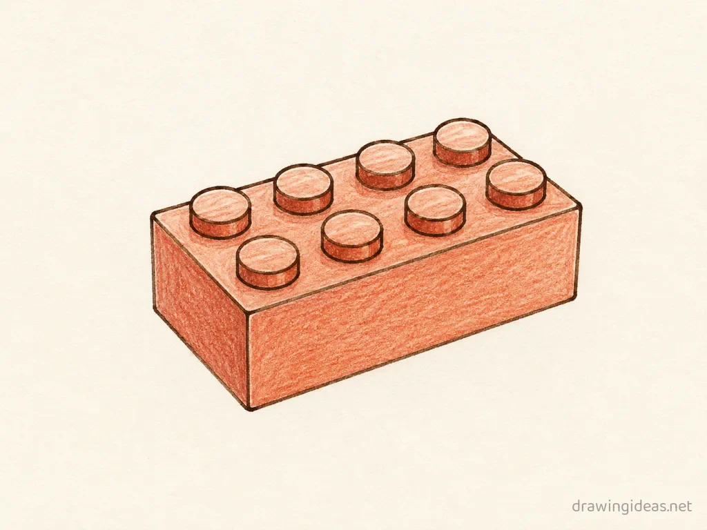 Lego drawing — hand-drawn lego illustration with ink lines and soft colors