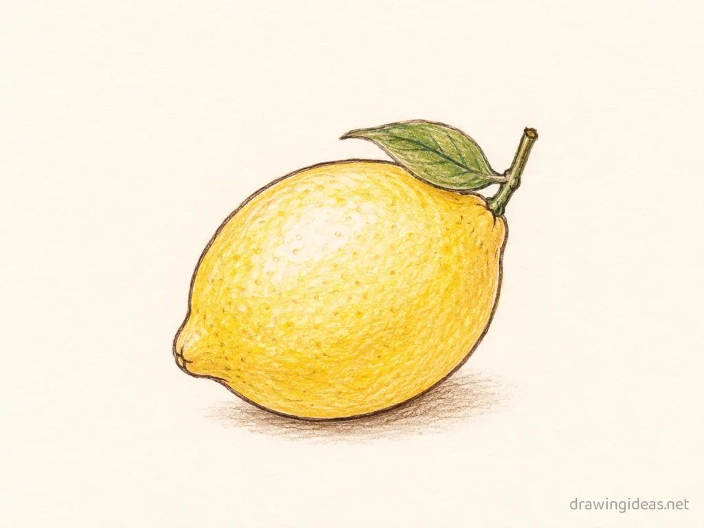 Lemon drawing — hand-drawn lemon illustration with ink lines and soft colors