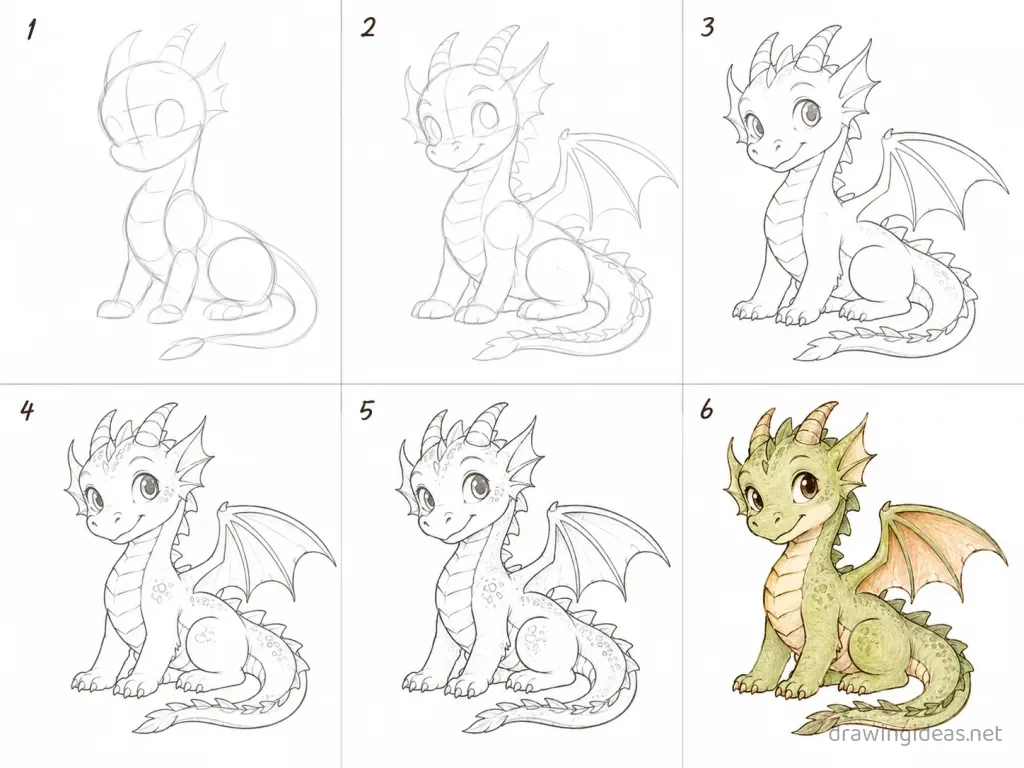 How to draw line art step by step — 6-step line art drawing tutorial grid
